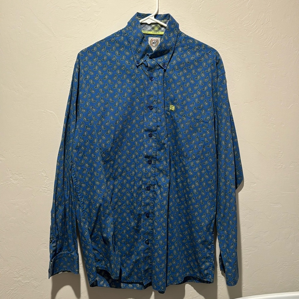 Men’s Cinch blue button down, brand new condition, men’s western wear